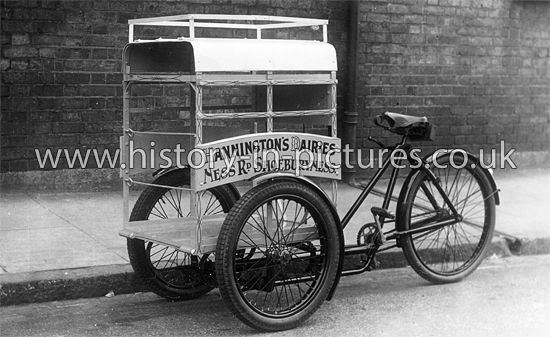 Delivery Bike, Hannington's Dairies, Ness Road, Shoeburyness. Essex. c.1910's